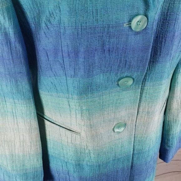 Horst Basler Multicolored‎ Blue Stripe size 38 size 8 Blazer button up jacket - Picture 4 of 8